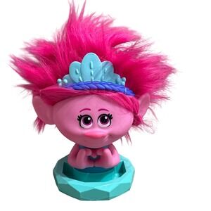 DreamWorks Trolls Poppy Styling Head Pink Hair Teal Tiara Heart Hands Toy Bust